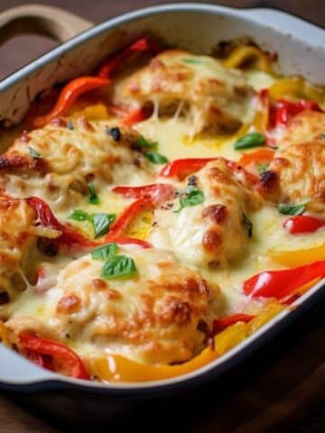 Cheesy Baked Chicken and Peppers Recipe