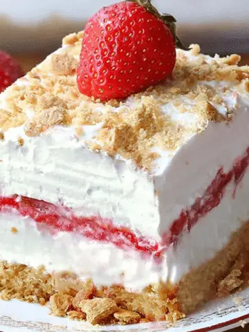 No Bake Strawberry Cheesecake Lasagna