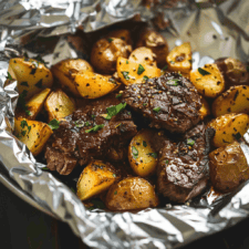 Garlic Steak & Potato Foil Packets Recipe