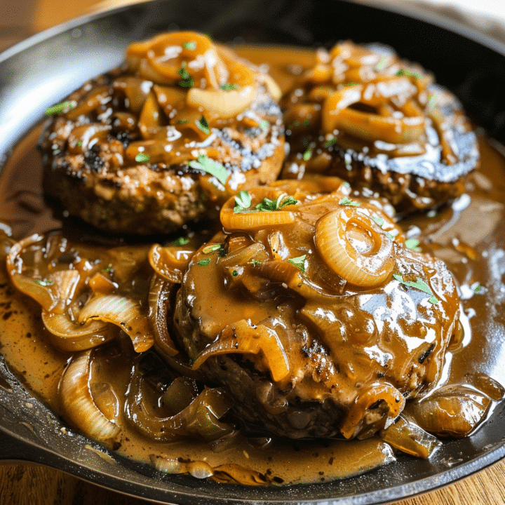 Hamburger Steak with Onions and Gravy Recipe