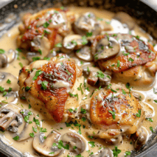 Chicken Thighs With Creamy Mushroom Garlic Sauce Recipe