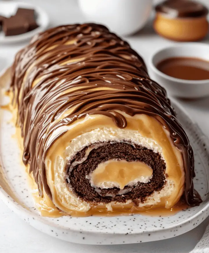 Chocolate Caramel Cream Roll Recipe
