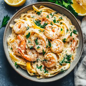 Creamy Lemon Garlic Shrimp Pasta Recipe