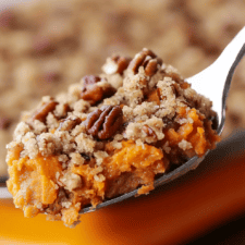 The Best Sweet Potato Casserole With Butter Pecan Crumble Topping Recipe